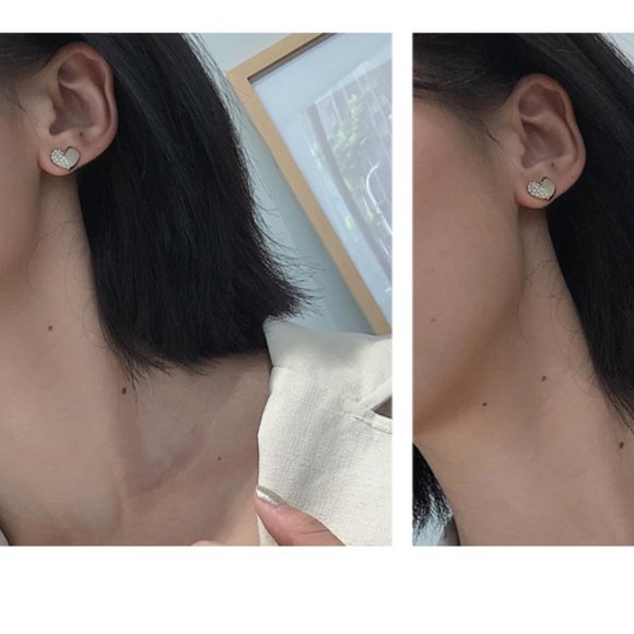 💙Unique Rhinestone Shell Hearts Stud Earrings - Picture 10 of 11